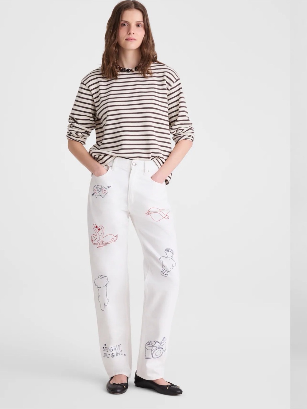 J CREW 29 Embroidered Slim Boyfriend Jean OB190